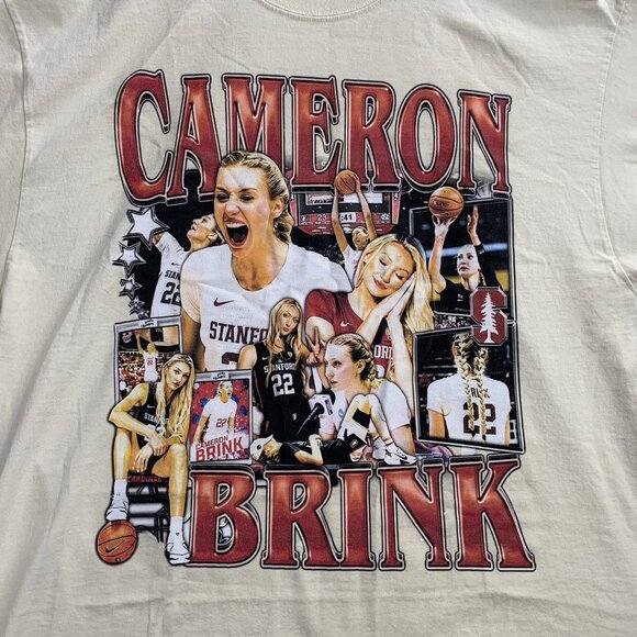 Game Changer Shirt Men 2XL Cameron Brink Stanford Cardinals Cream Oversized Tee - Picture 5 of 7